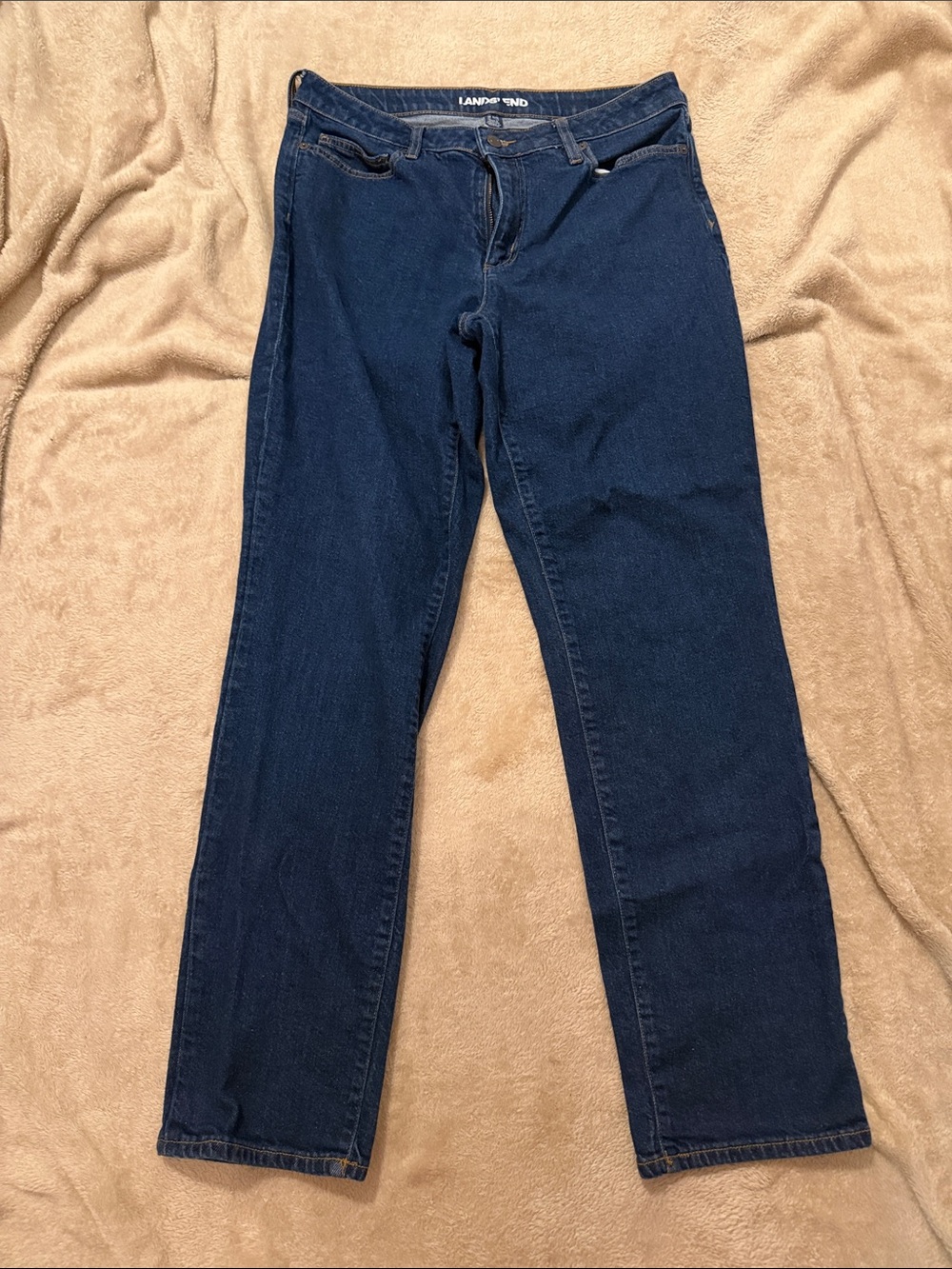 Lands' End Women's Deep Indigo Straight Leg Jeans